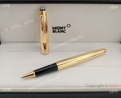 Replica Montblanc Meisterstuck Stripped Barrel Rollerball Pen Yellow Gold